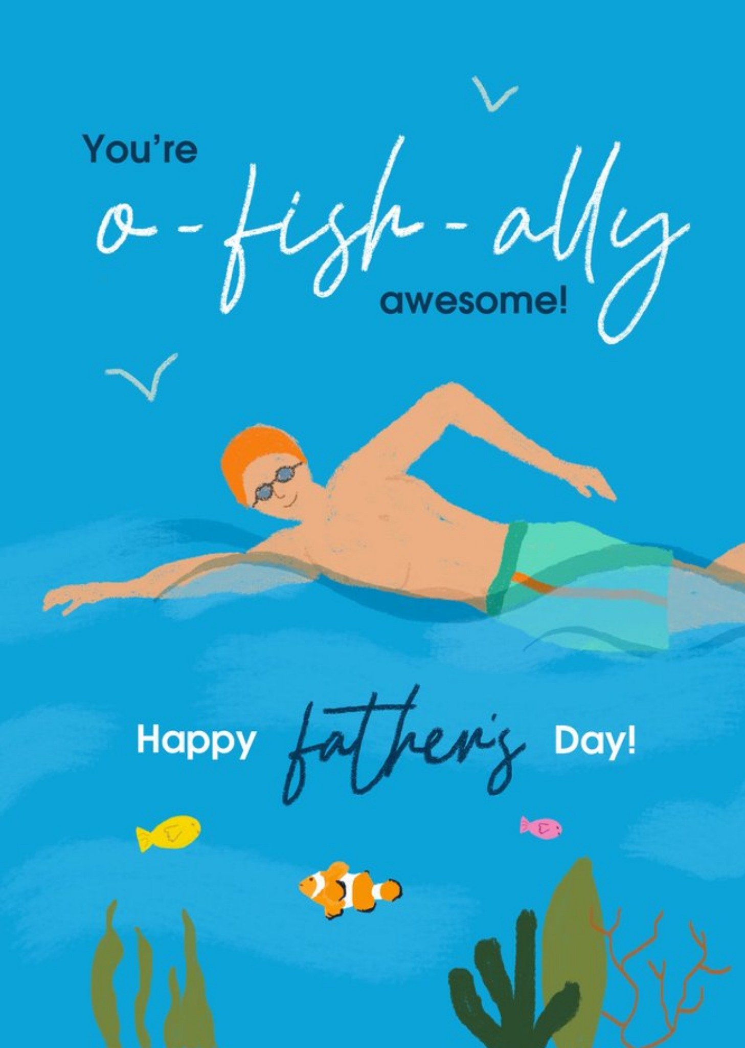Moonpig Chipper Sian Roberts Illustration Swimming Father's Day Australia Card
