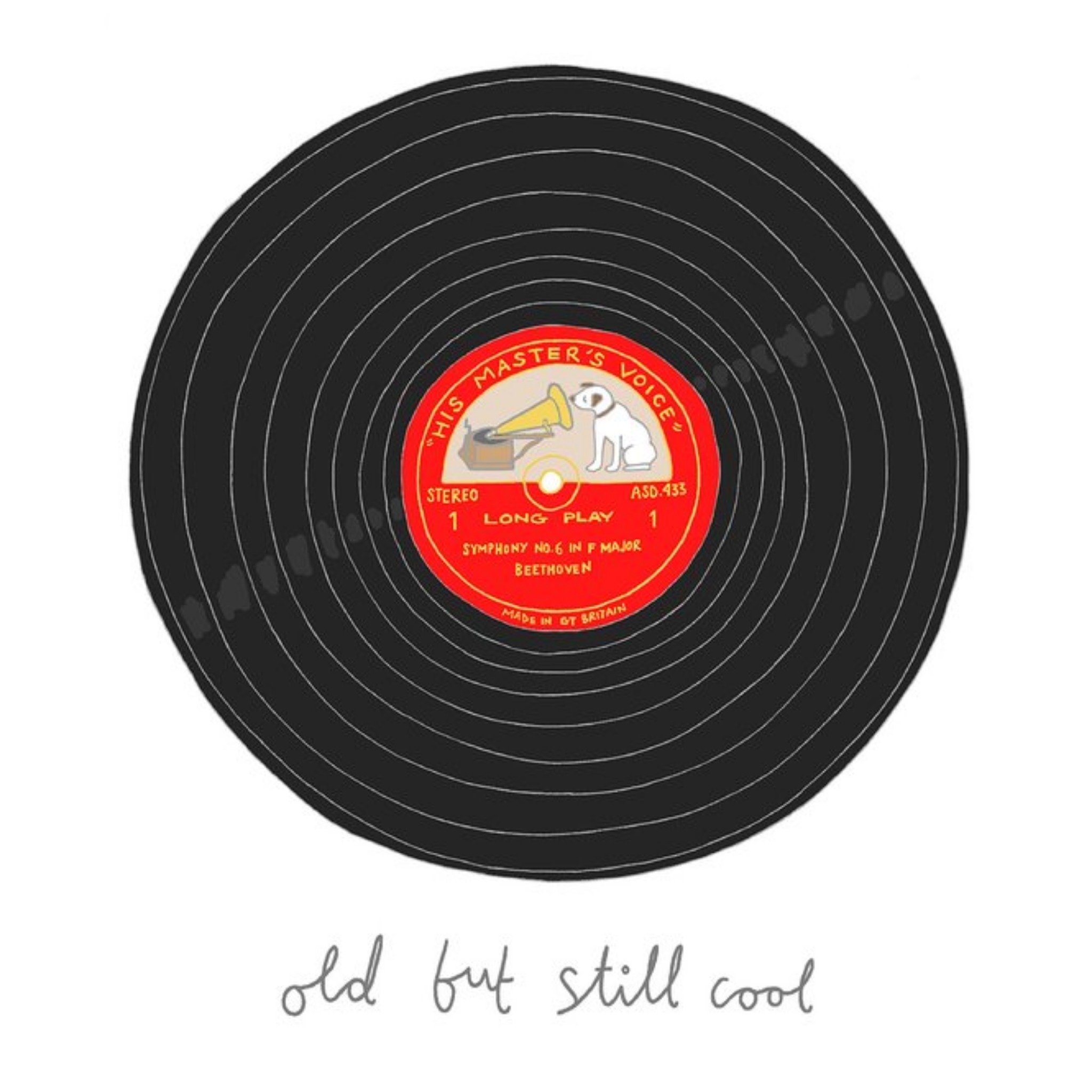 Moonpig Vinyl Record Music Humour Old Cool Illustration Retro Birthday Card