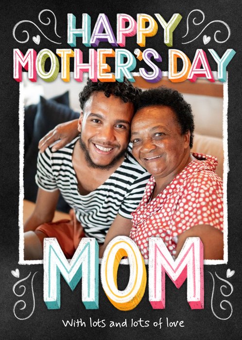 Happy Mothers Day Mom Photo Upload Typographic Mothers Day Card