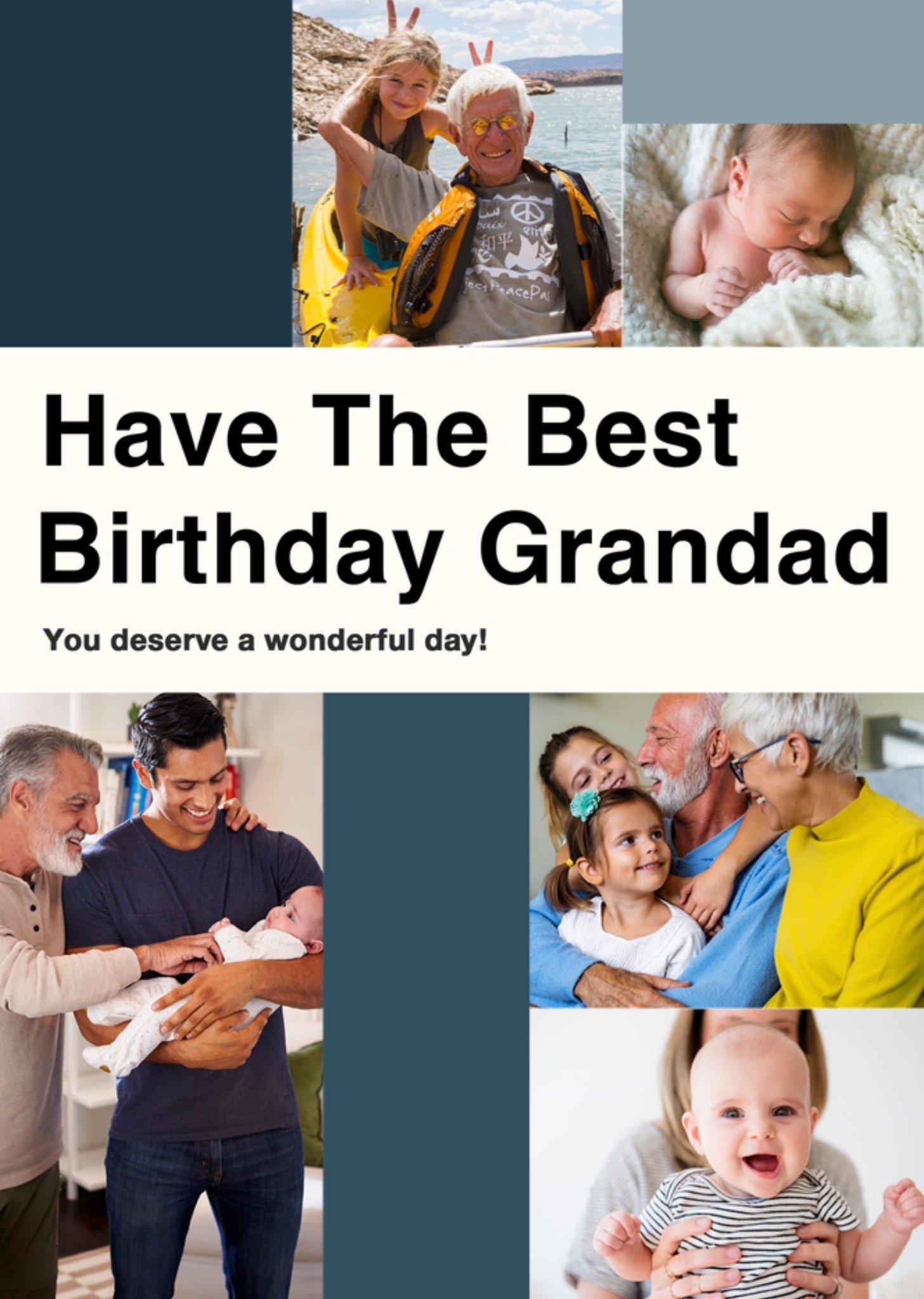 Moonpig Bold Grandad You Deserve A Wonderful Day Block Multi Colour Photo Upload Birthday Card