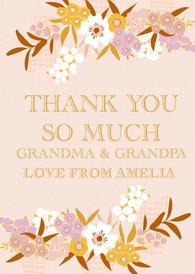 Lemon Ribbon Thank you Granny Grandad Floral Special Occasion Card