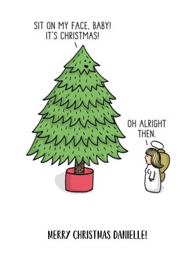 Sit On My Face Tree Topper Funny Christmas Card