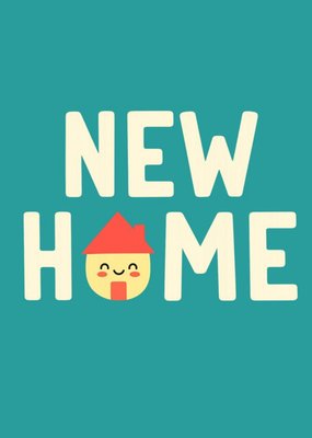 Cute Smiley House Ilustrated New Home Card