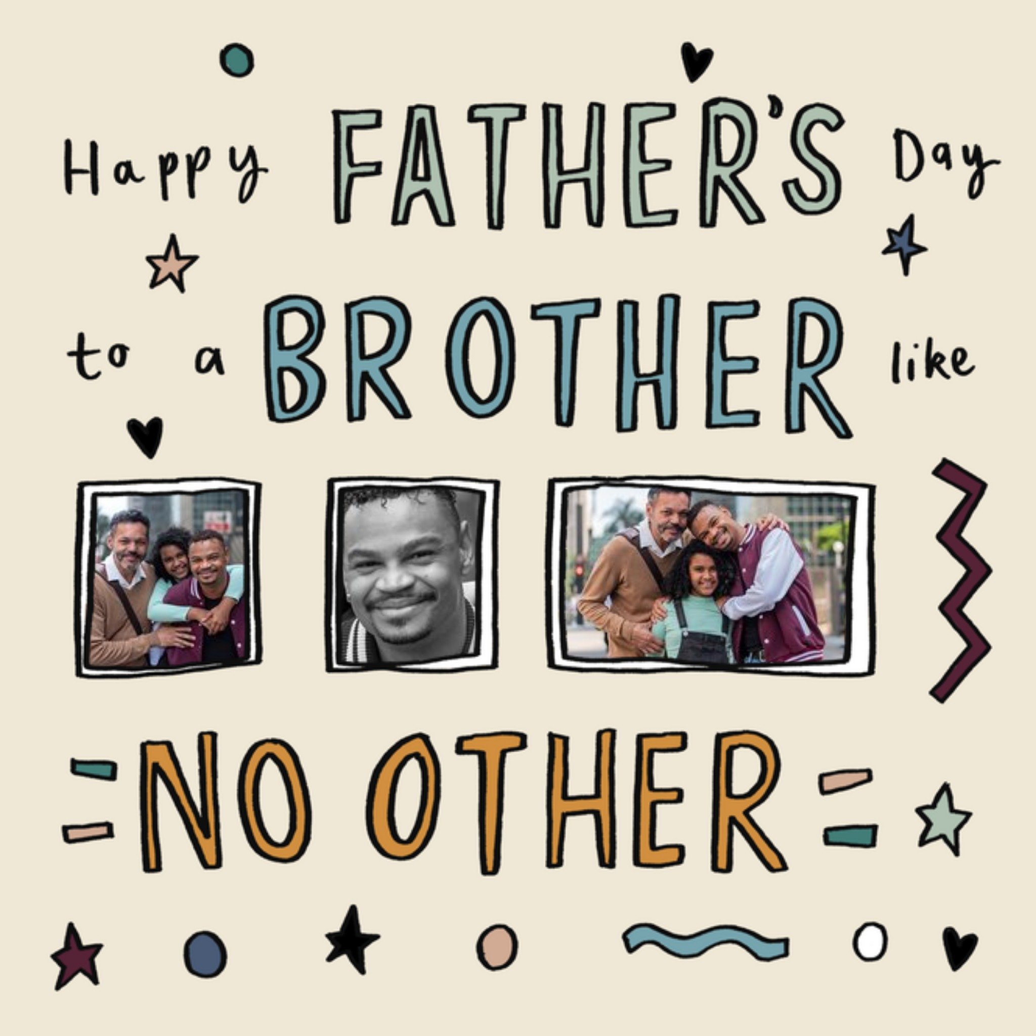 Moonpig Sketch It Cute Typographic Brother Like No Other Photo Upload Father's Day Card