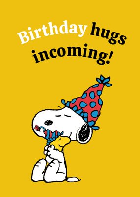 Snoopy Birthday Hugs Incoming Card