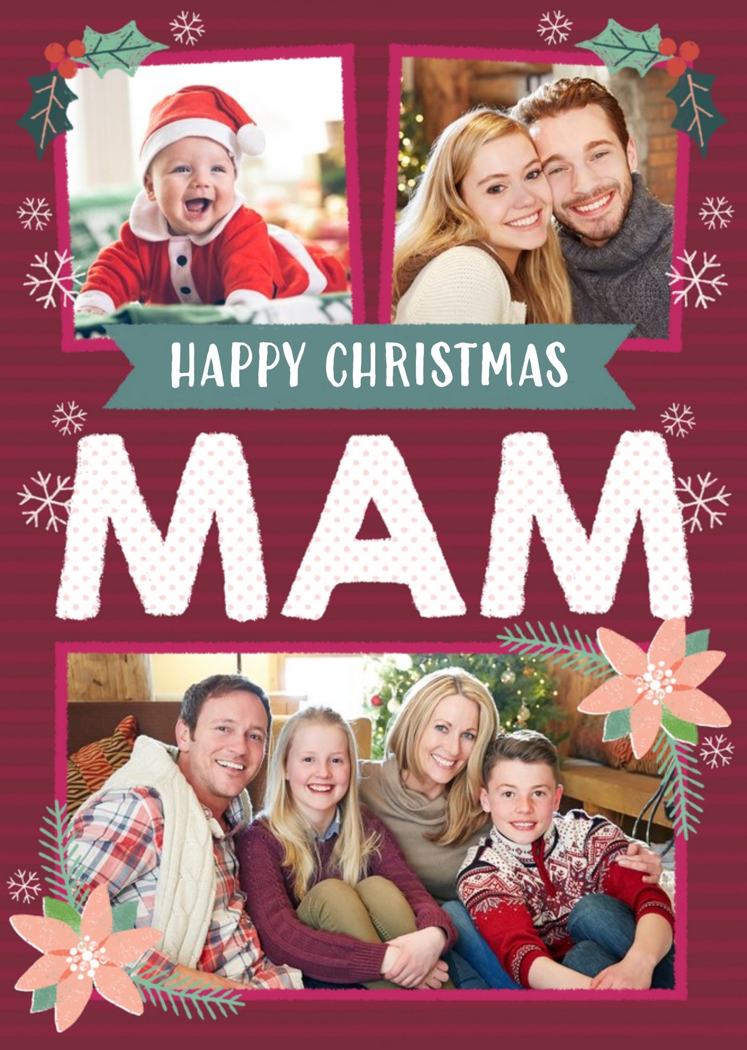 Moonpig Mam Photo Upload Christmas Card, Large