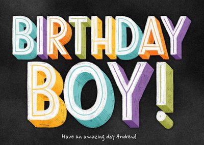 Typographic Chalkboard Chalk Lettering Birthday Card