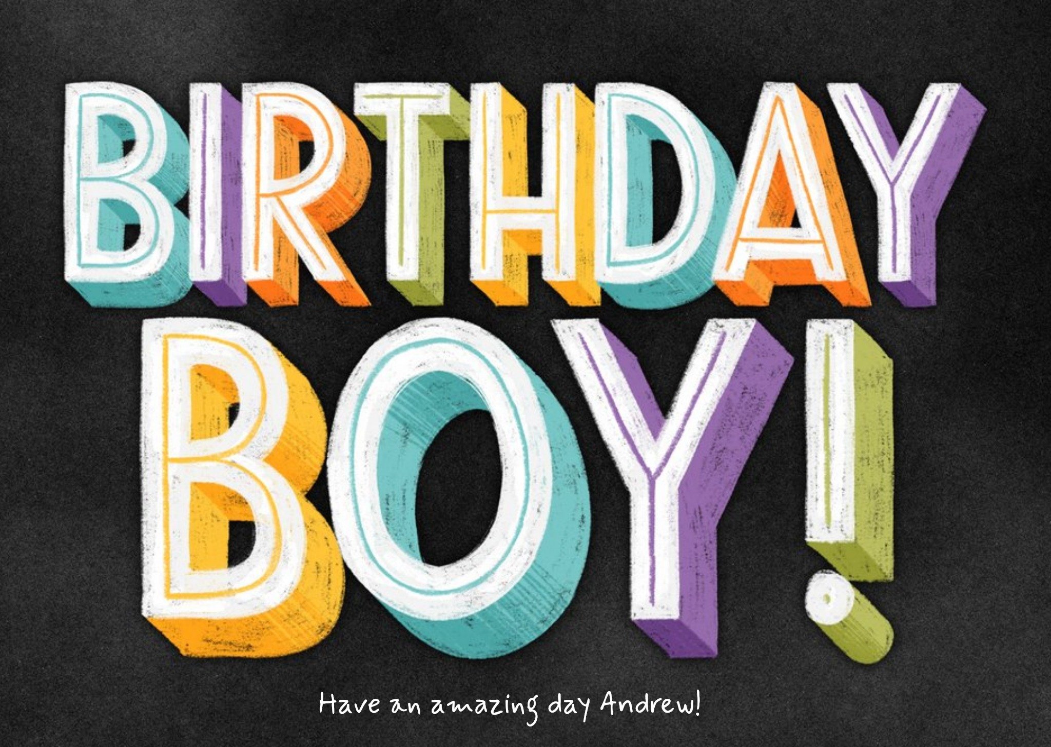 Moonpig Typographic Chalkboard Chalk Lettering Birthday Card
