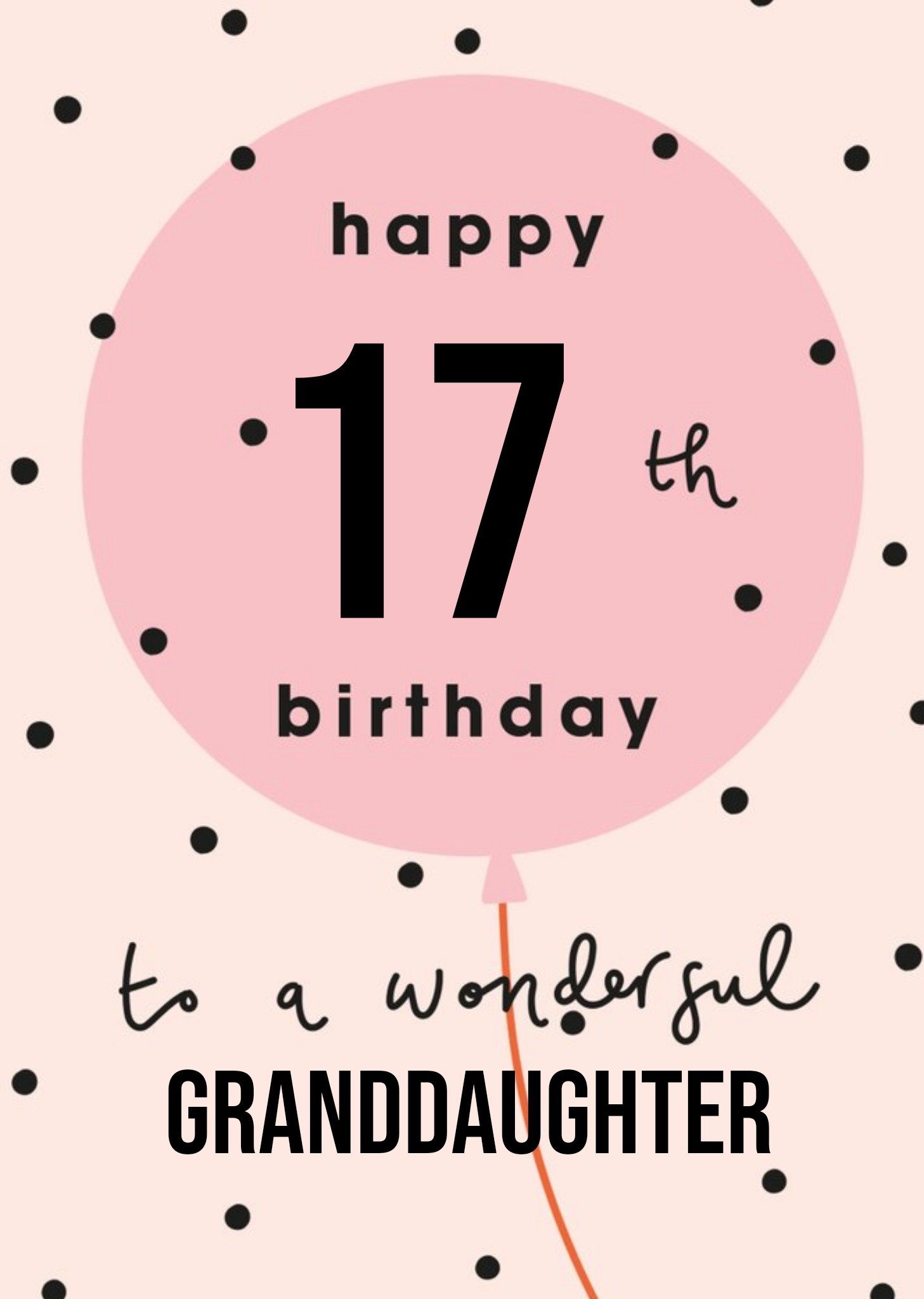 Moonpig Bold Confetti Balloon Granddaughter 17th Birthday Card, Large