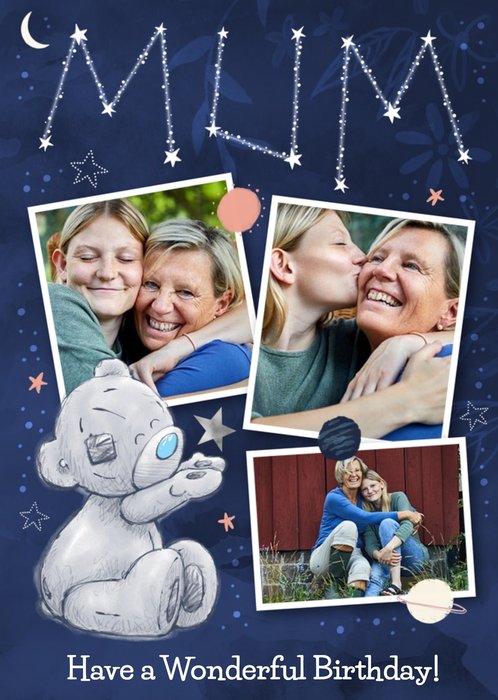 Tatty Teddy Mum Stars Birthday Photo Upload Card