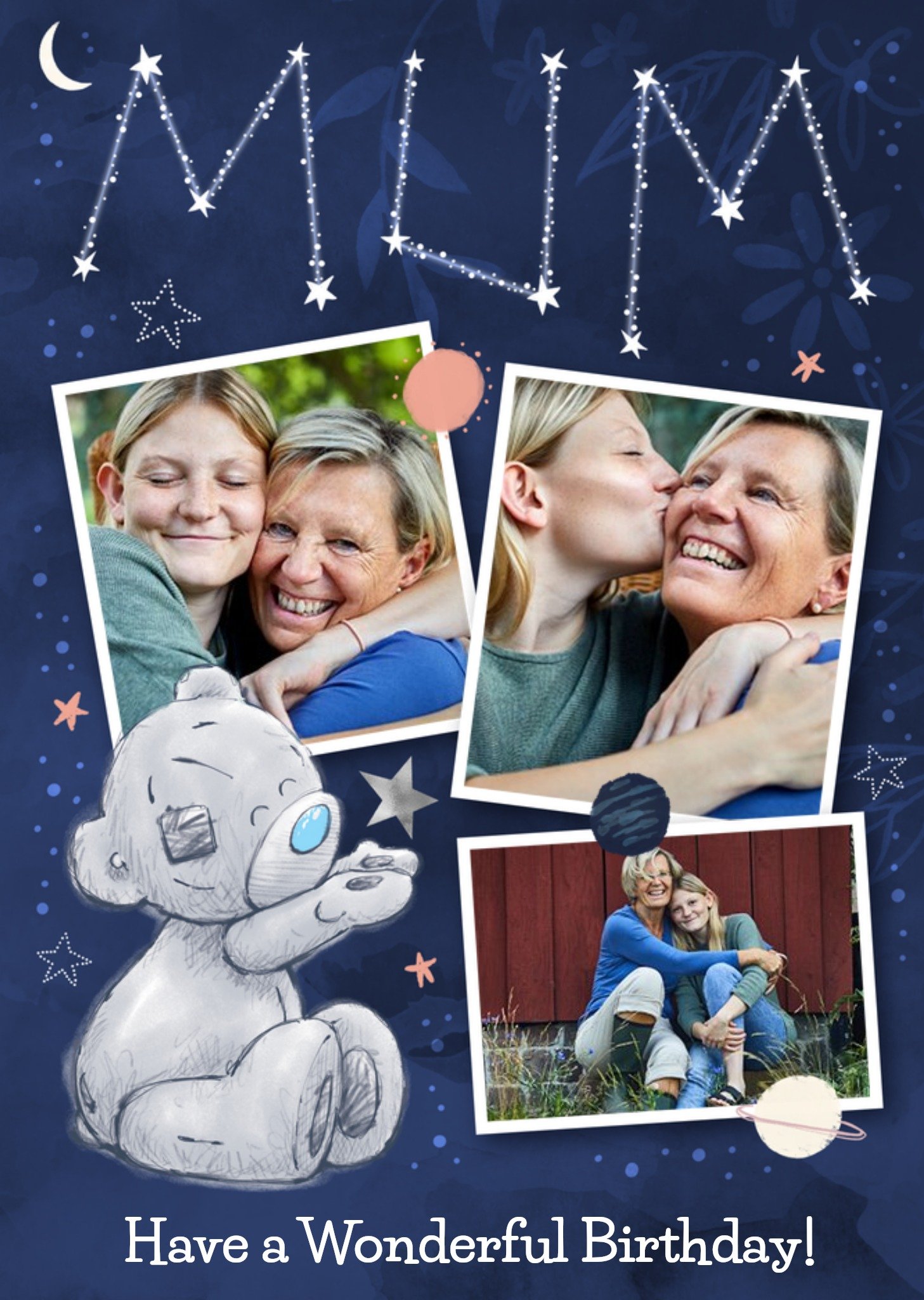Me To You Tatty Teddy Mum Stars Birthday Photo Upload Card