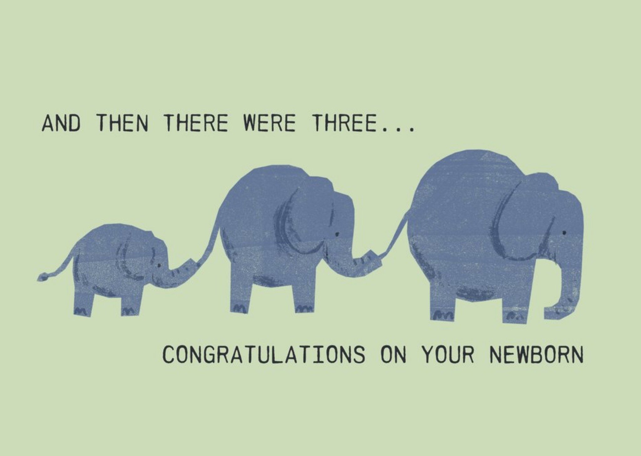 Moonpig Katy Welsh Family Of Elephants Illustration Congratulations On Your Newborn