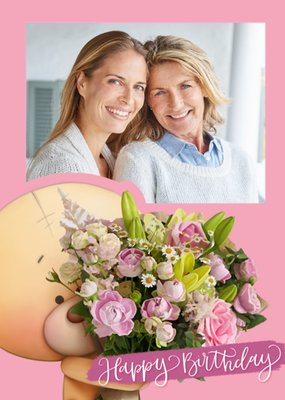 Uddle floral Happy Birthday Photo Upload Card