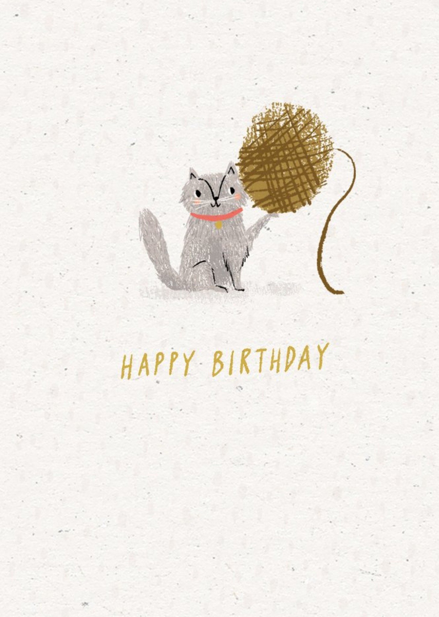 Moonpig Modern Cute Cat Holding Ball Of Yarn Birthday Card
