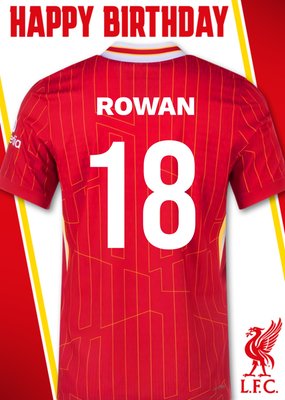 No 18 Liverpool Jersey Happy Birthday Card