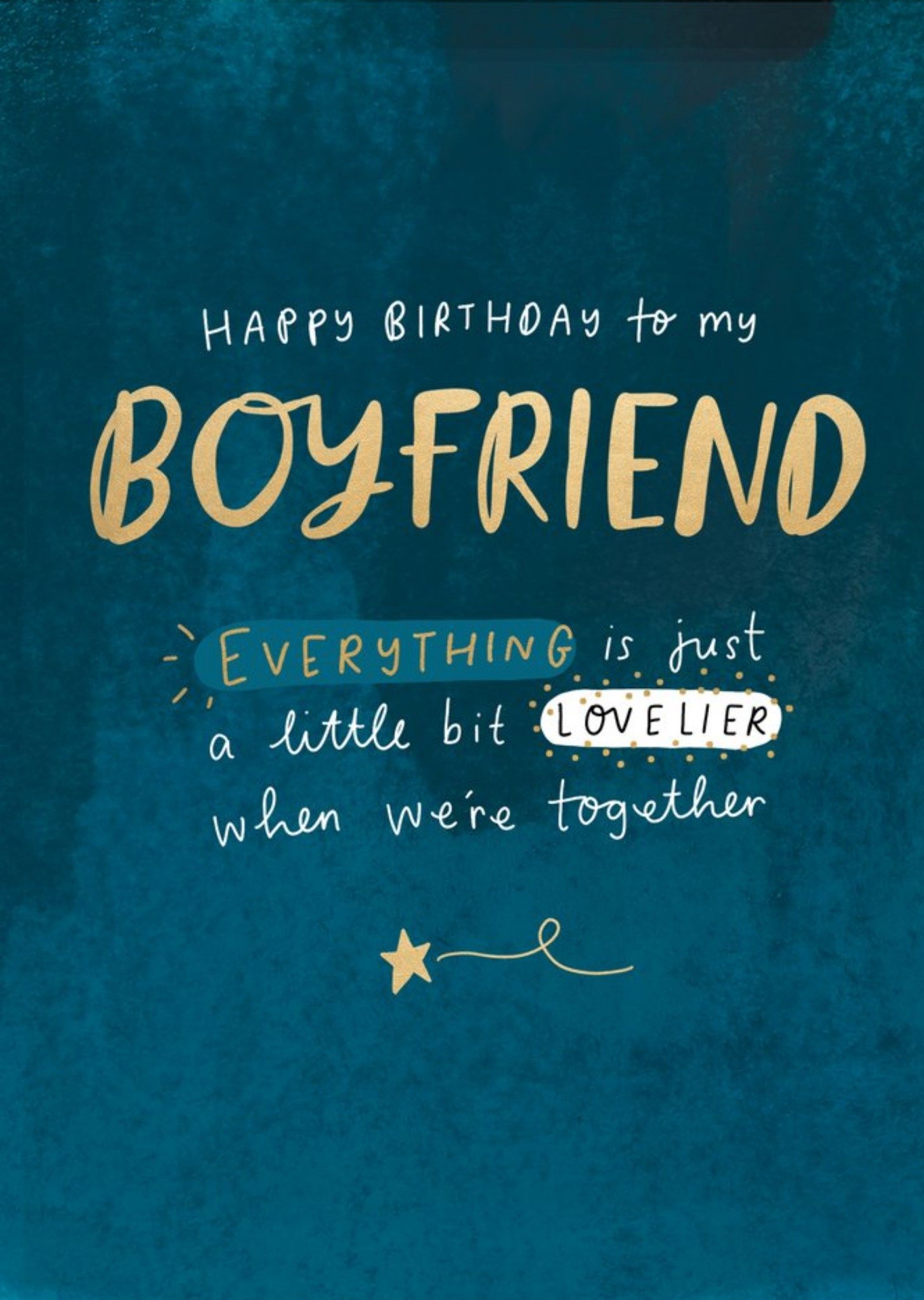 Moonpig Typographic Love Together Boyfriend Star Happy Birthday Card