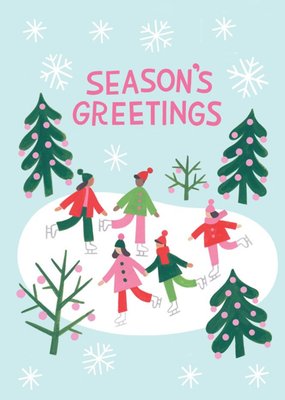 Contemporary Snow Scene Illustration Season's Greetings Card