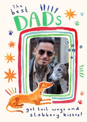 The Best Dads Get Tail Wags Illustrated Dog Photo Upload Card