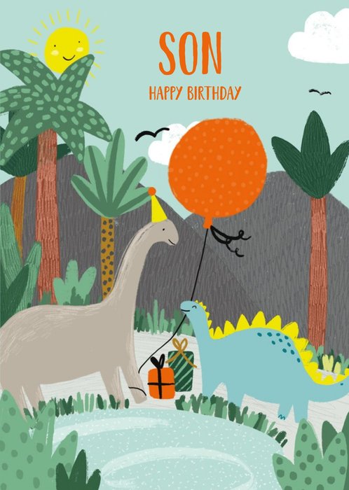 Cute Illustration of a Dinosaur Birthday Card