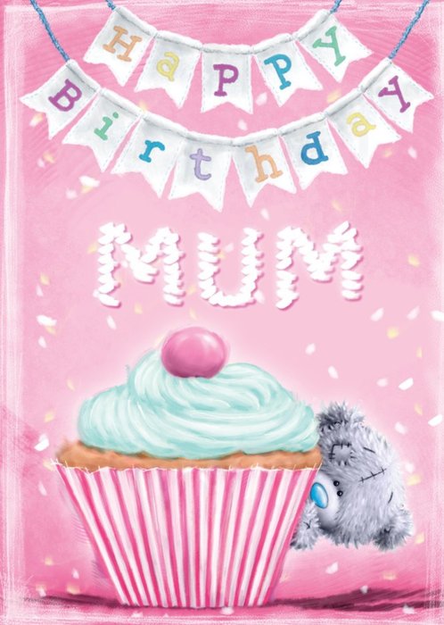 Tatty Teddy Hiding Behind A Cupcake Personalised Happy Birthday Card