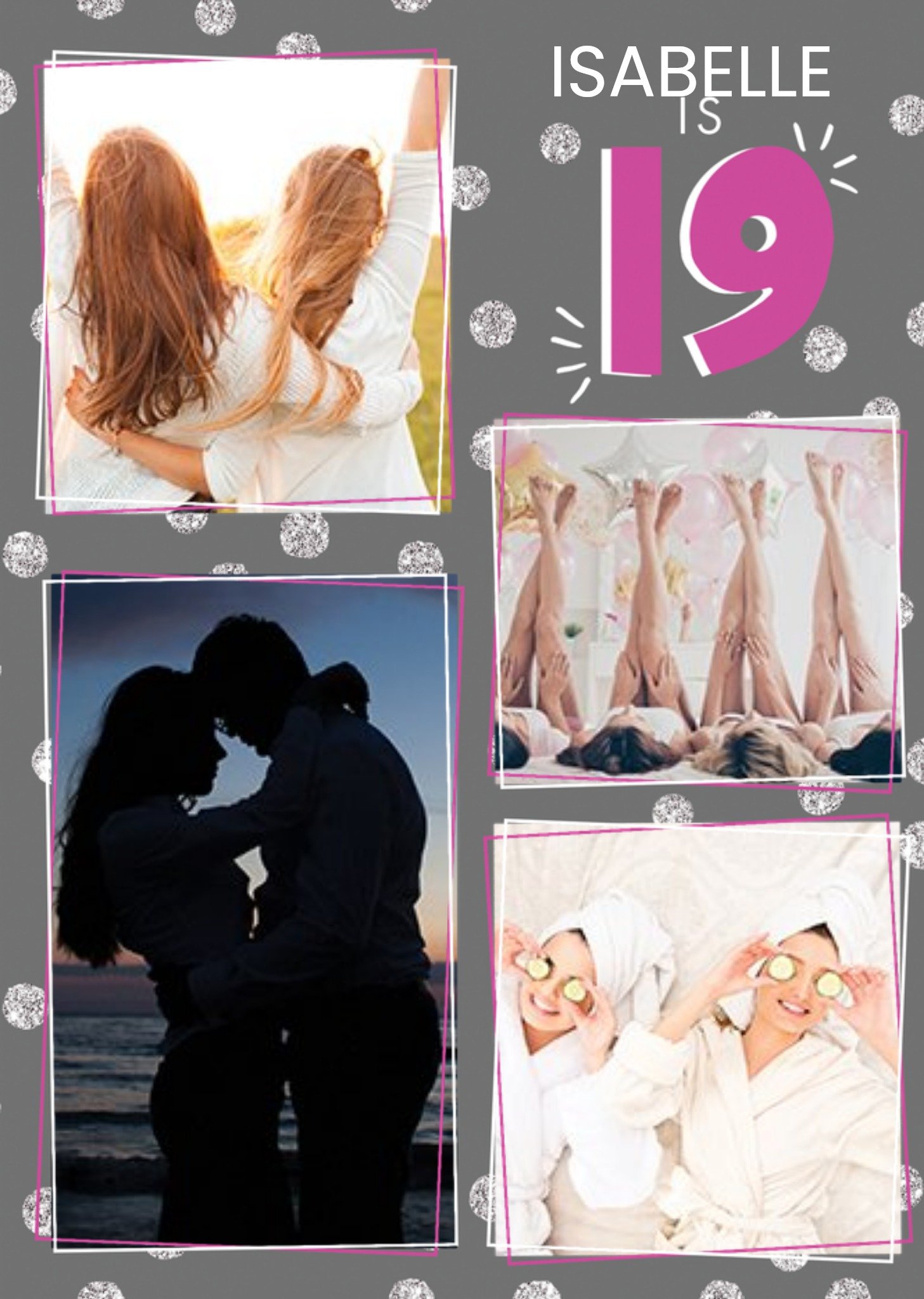 Friends Clintons Illustrated Four Photo Uploads Nineteen Birthday Card