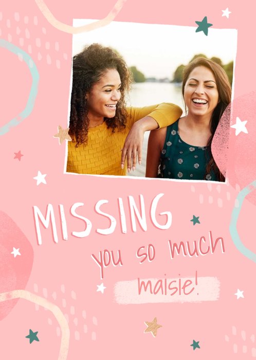 Photo Frame On An Abstract Pattern Background Missing You Photo Upload Card