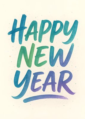 Happy New Year Watercolour Typography Card