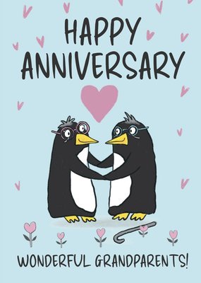 The London Studio Cute Penguin Wonderful Grandparents Anniversary Card