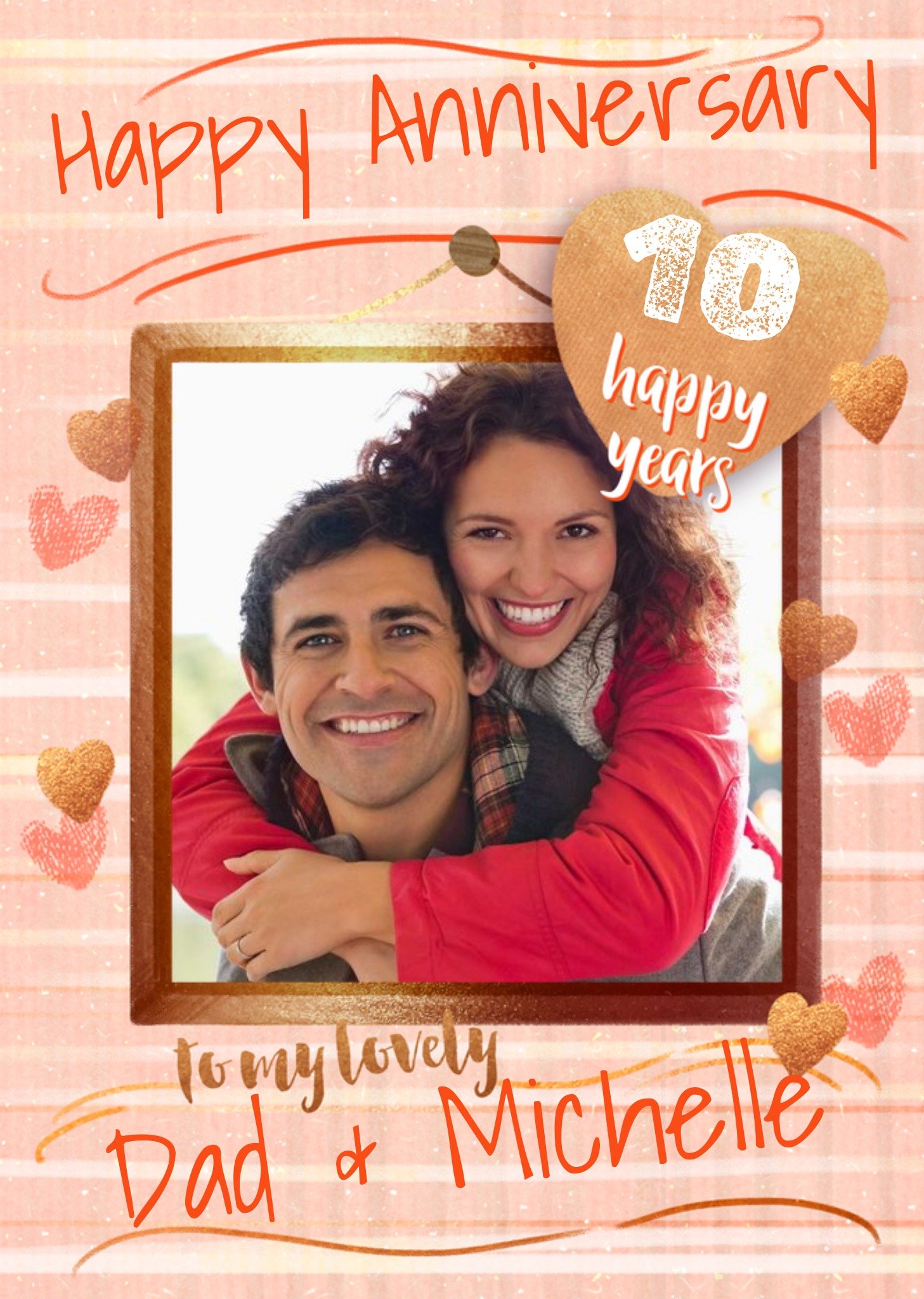 Moonpig Photo Frame Surrounded By Hearts Photo Upload Anniversary Card
