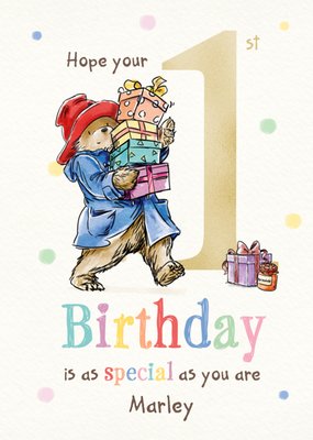 Paddington Bear Traditional First Birthday Card