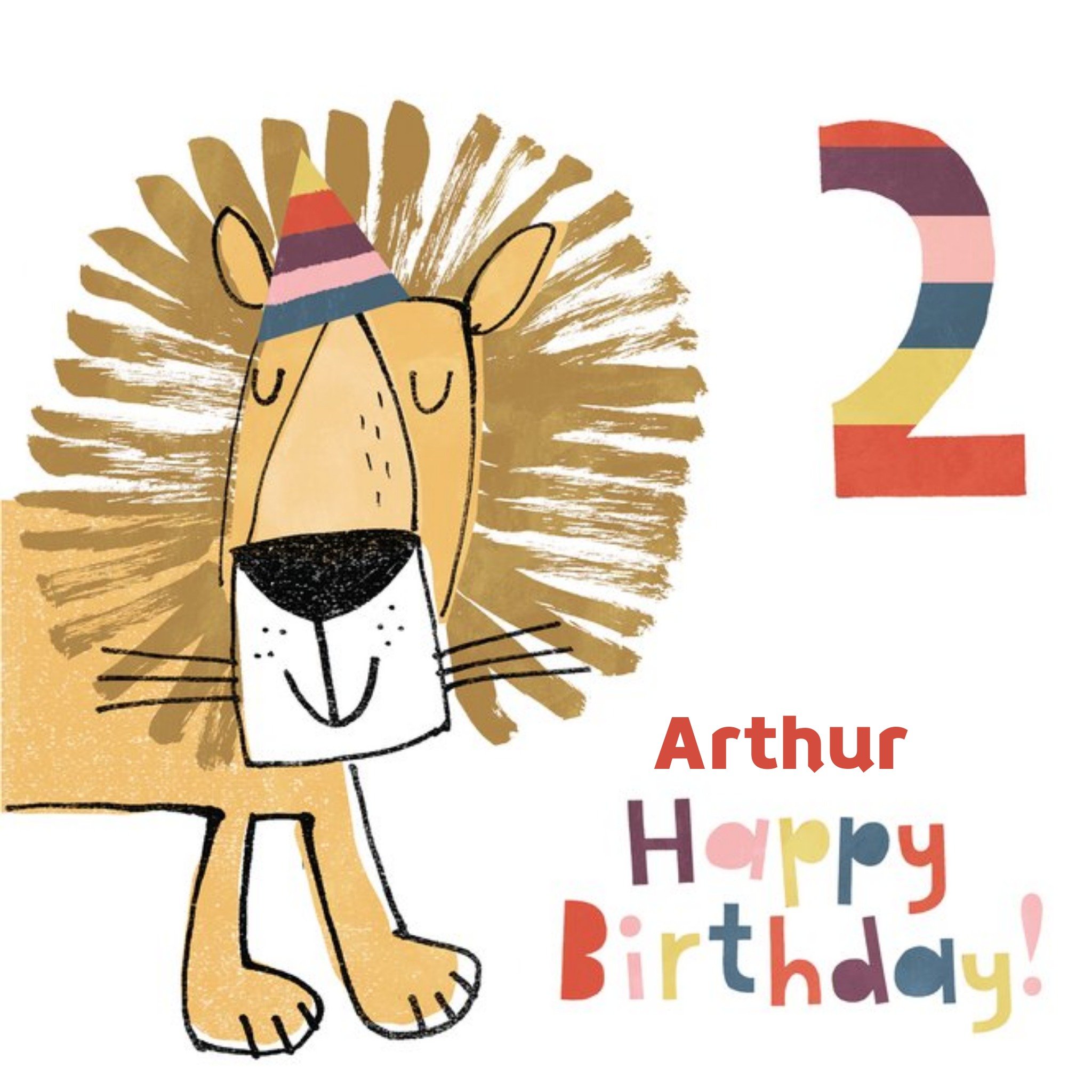 Moonpig Cartoon Lion Personalised Happy Second Birthday Card