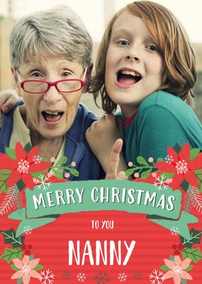 Folk Flowers Photo Upload Christmas Card Merry Christmas To You Nanny