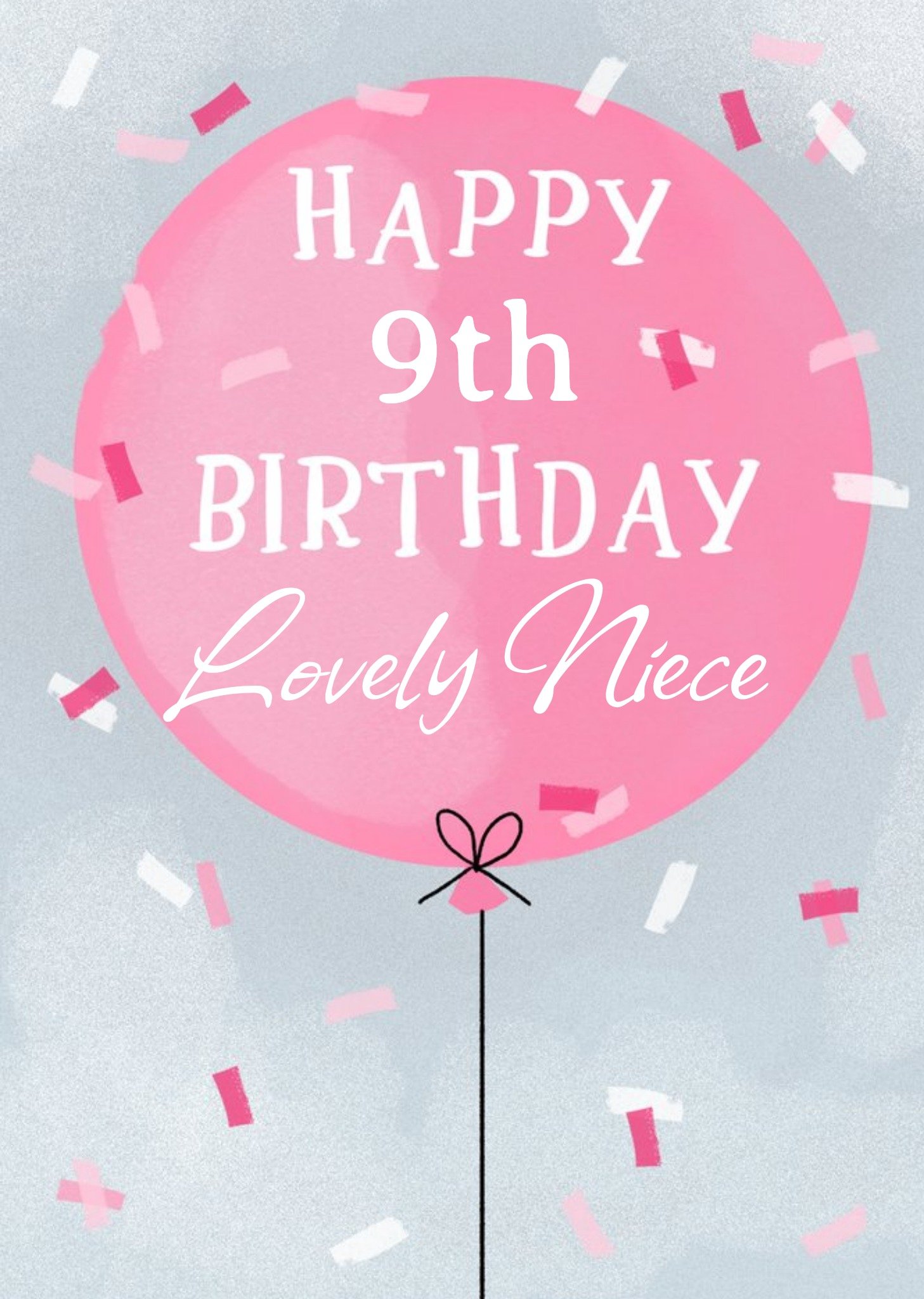 Okey Dokey Design Okey Dokey Illustrated Balloon Confetti Lovely Niece 9th Birthday Card