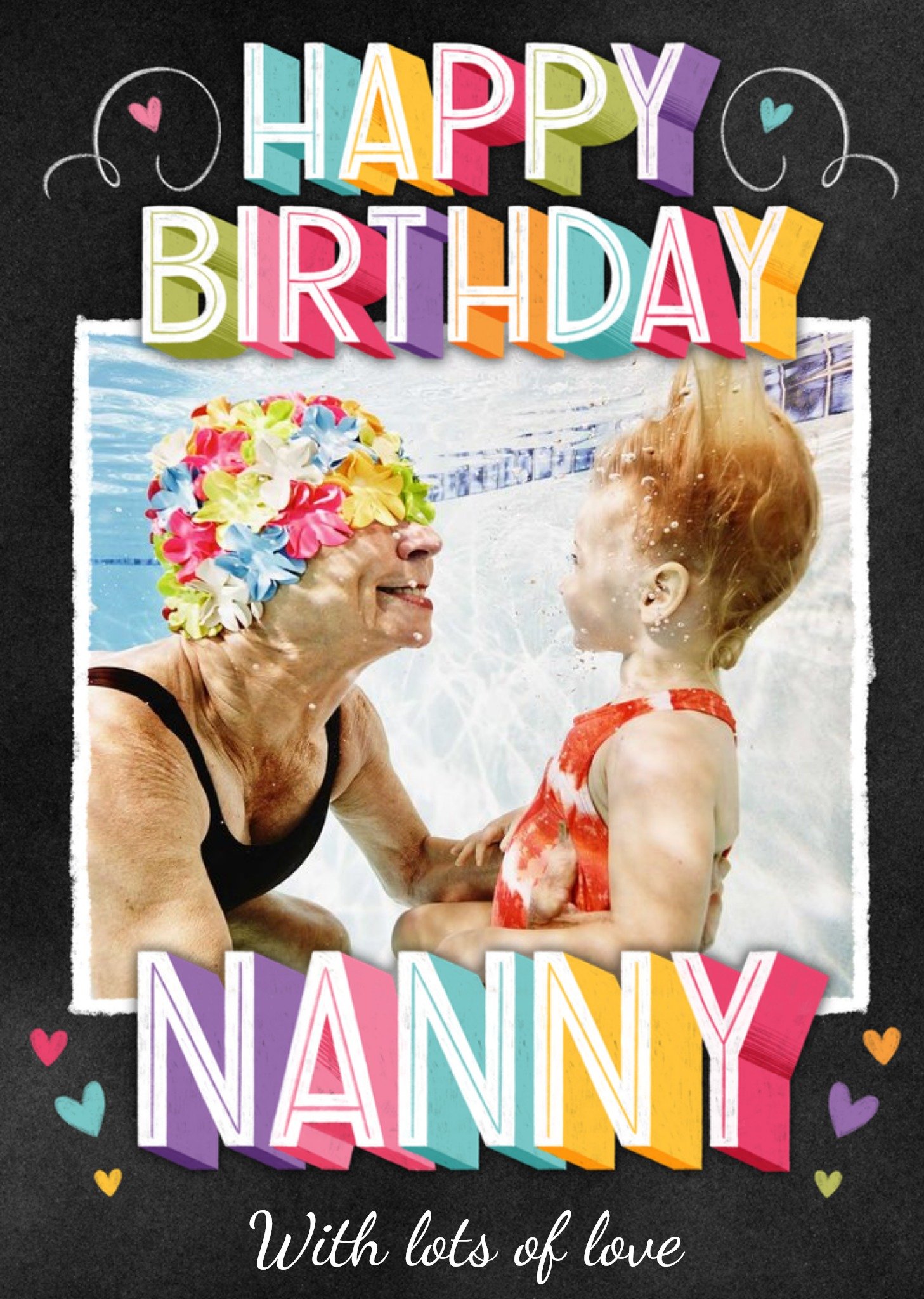 Moonpig Colourful 3D Text With A Photo Frame Nanny's Photo Upload Birthday Card