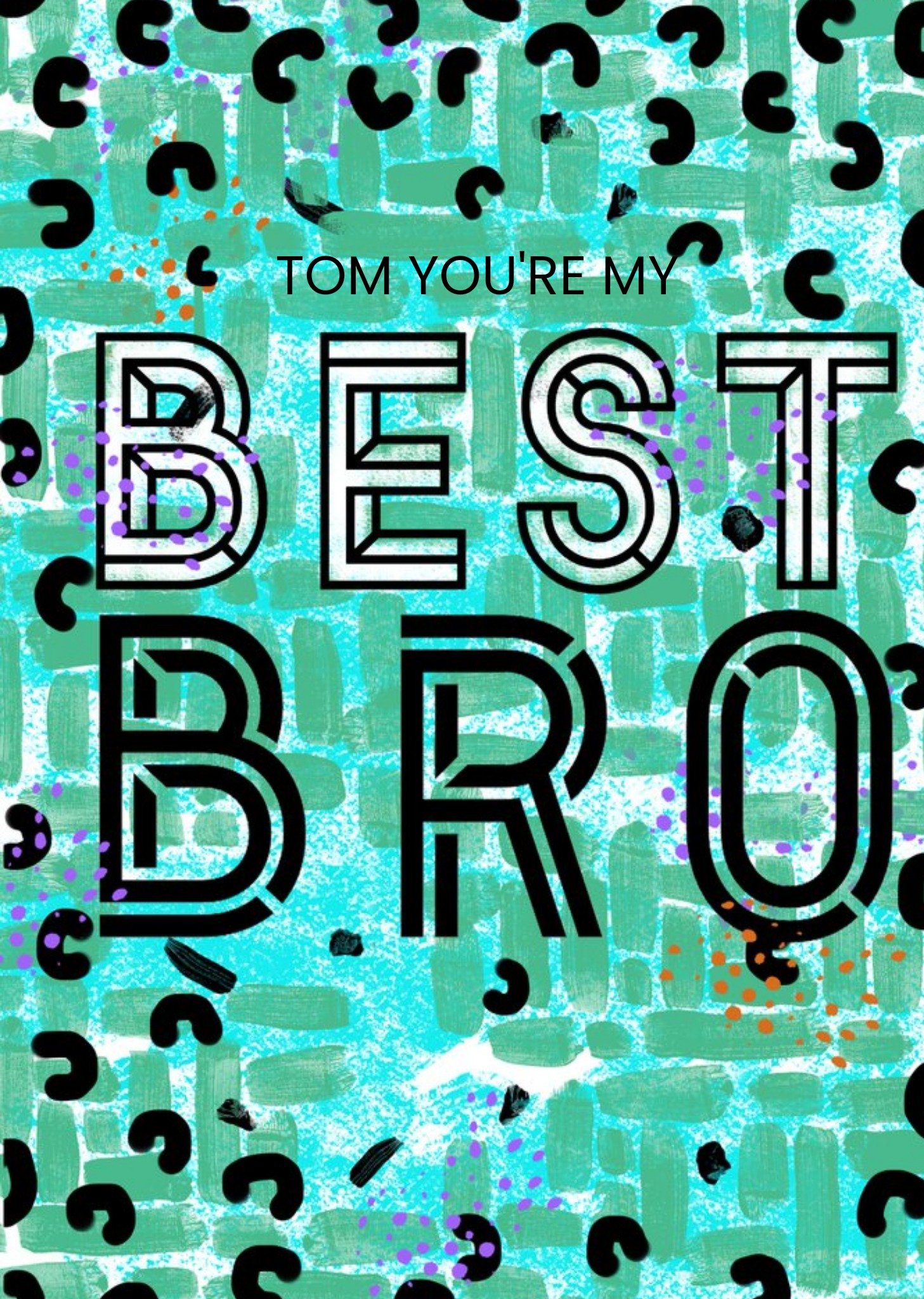 Moonpig Patterned Green And Black You're My Best Bro Personalised Birthday Card