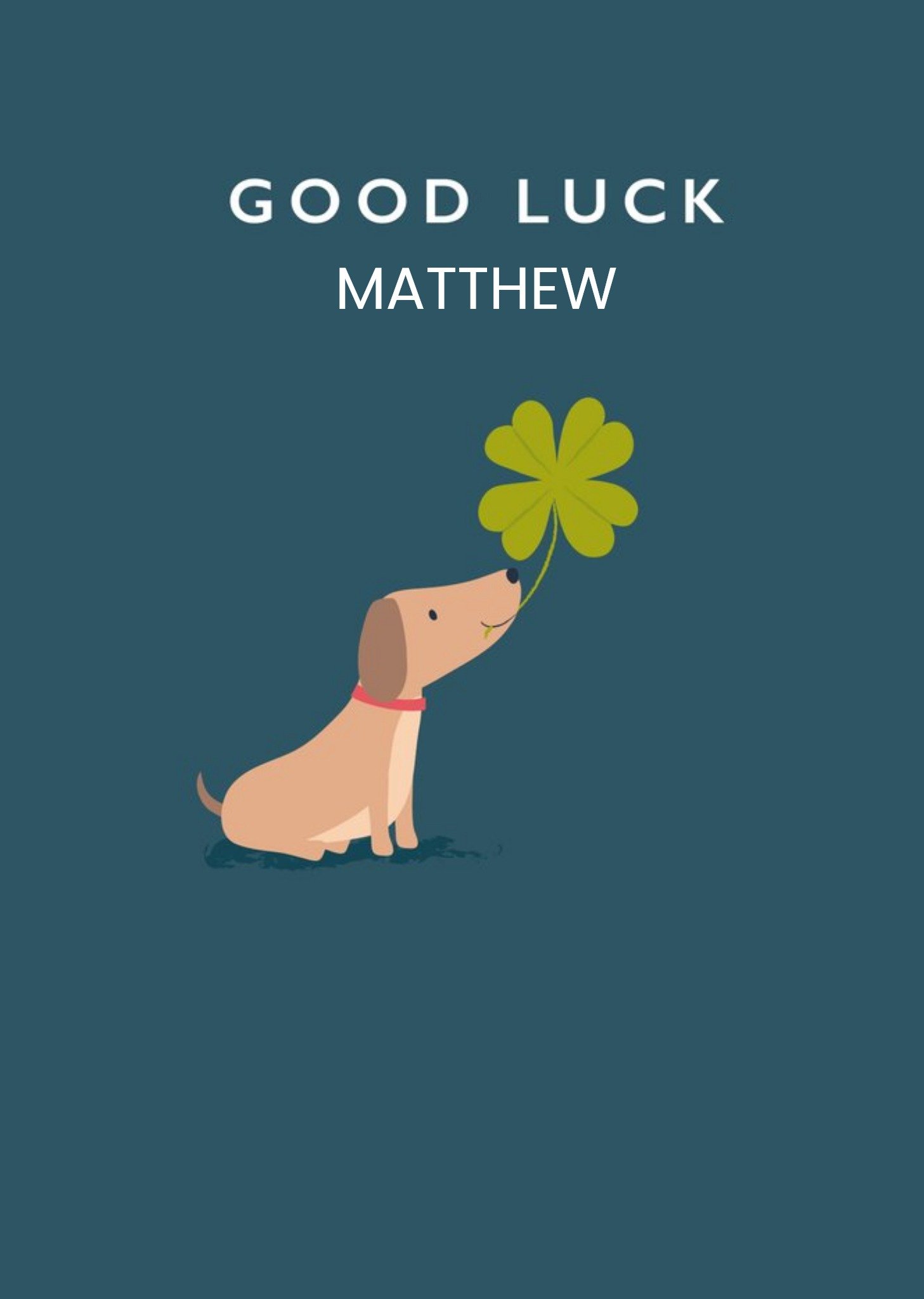 Moonpig Cute Dog With Four Leaf Clover Good Luck Card