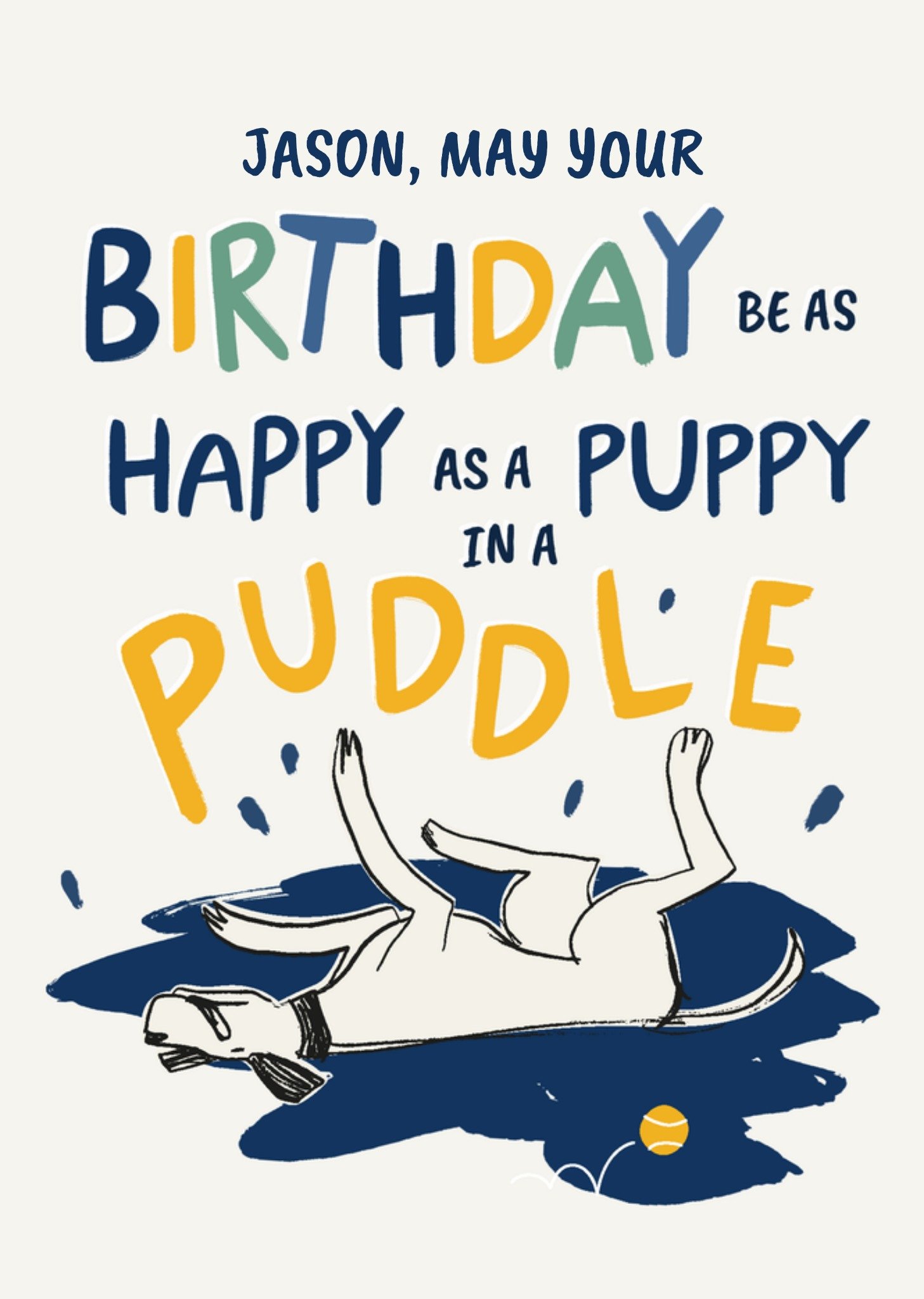 Moonpig As Happy As A Puppy In A Puddle Fun Illustrated Birthday Card From Battersea