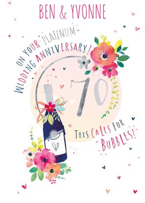 70th Platinum Wedding Anniversary Champagne Card