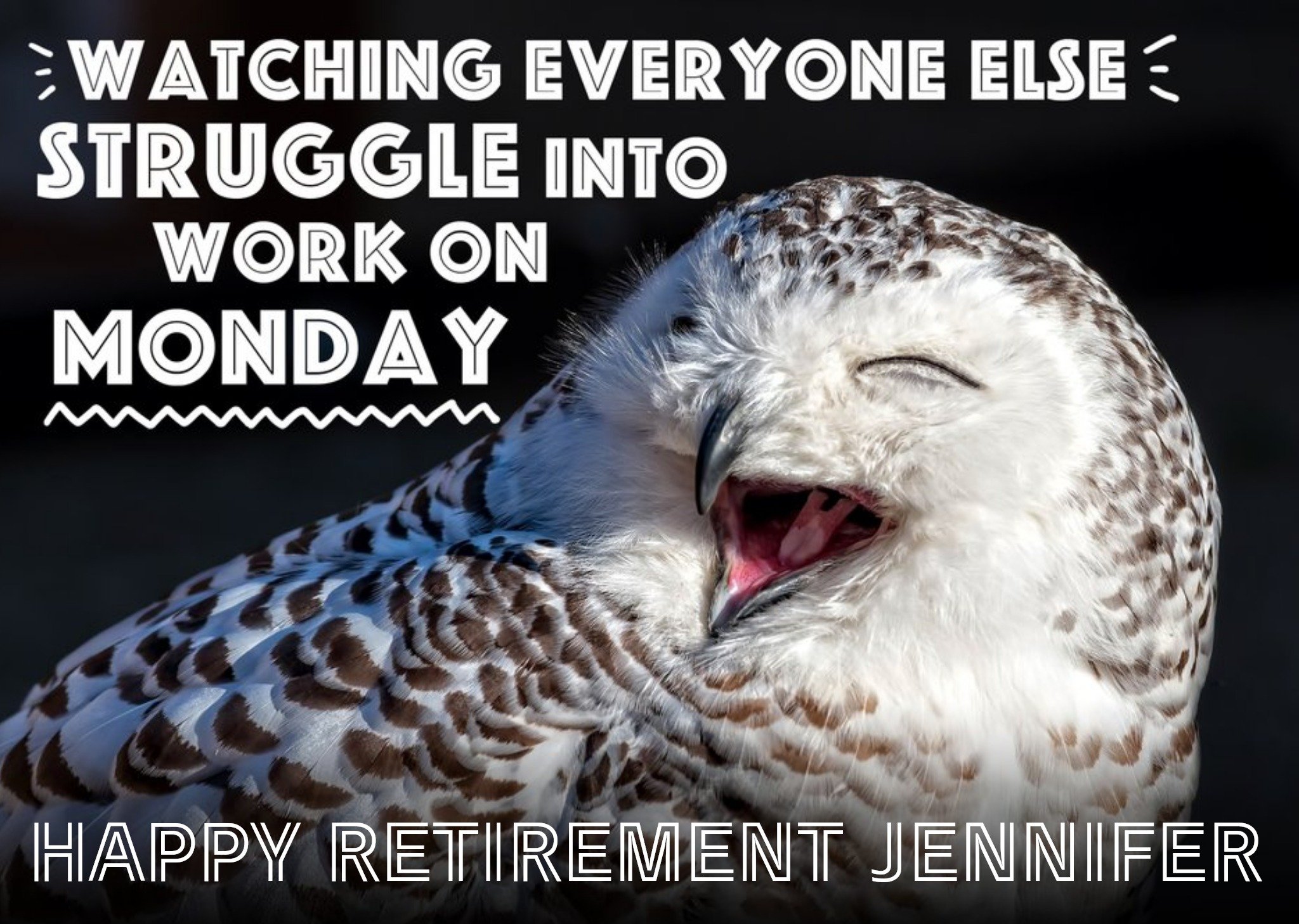 Moonpig Owl Personalised Retirement Card