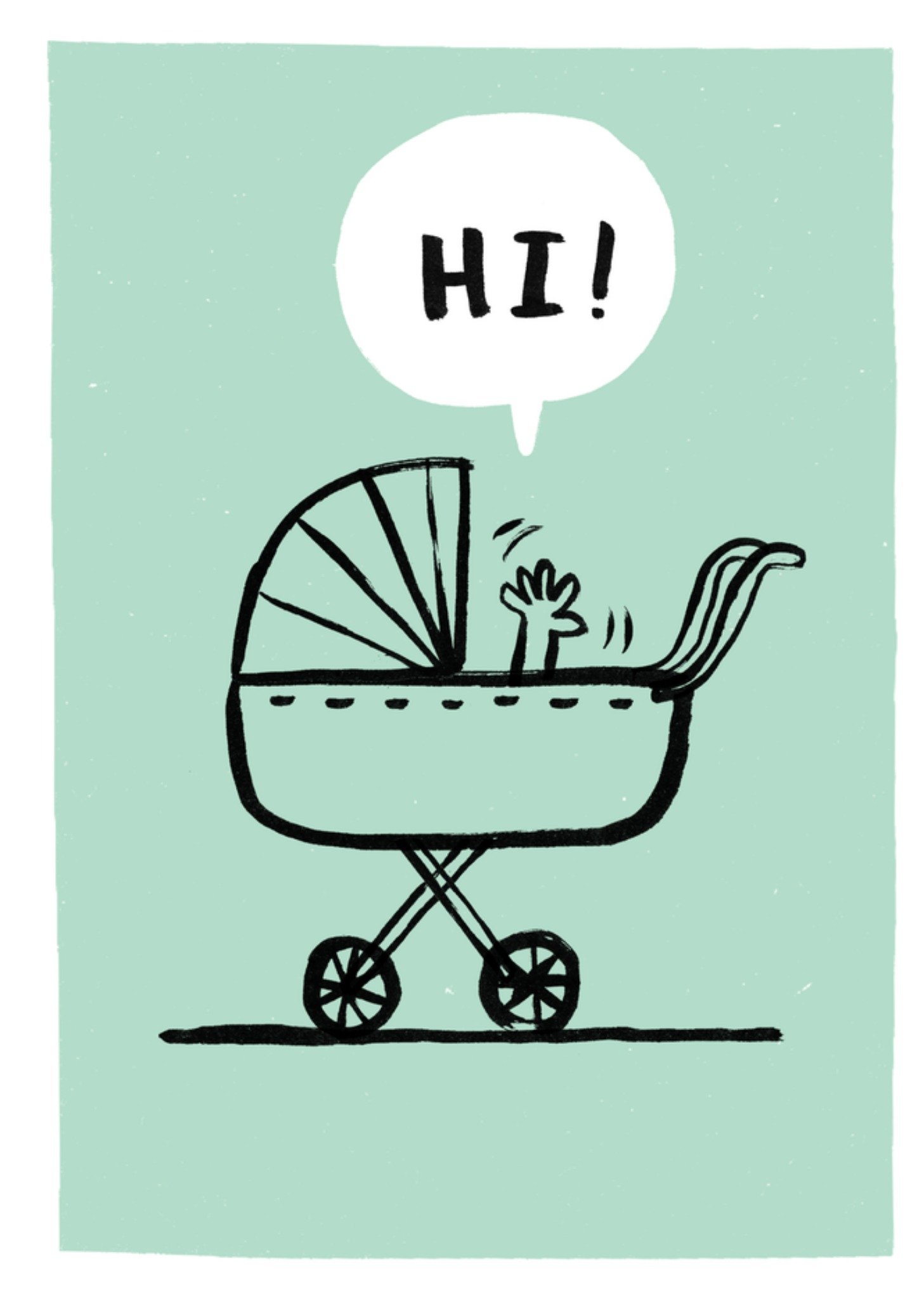 Moonpig Baby Pram Illustration Gender Neutral New Baby Card