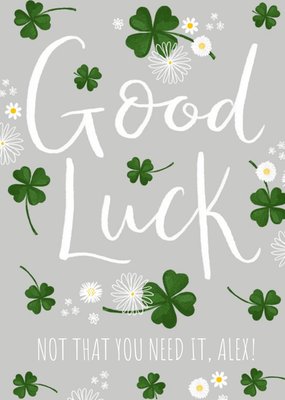 Okey Dokey Design Illustrated Clover Customisable Good Luck Card