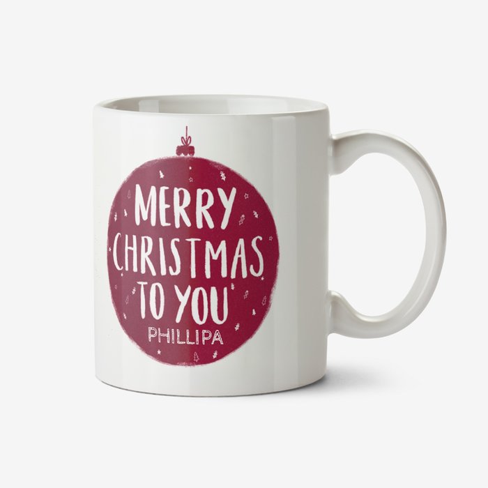 Merry Christmas Red Bauble Photo Upload Mug