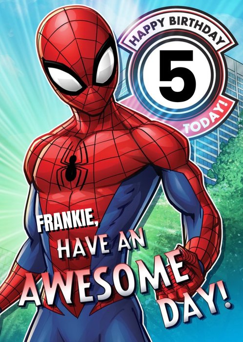 Marvel Spiderman Personalised 5th Birthday Age Postcard