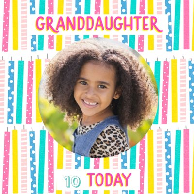 Granddaughter Candles Age Personalisation Photo Upload Birthday Card