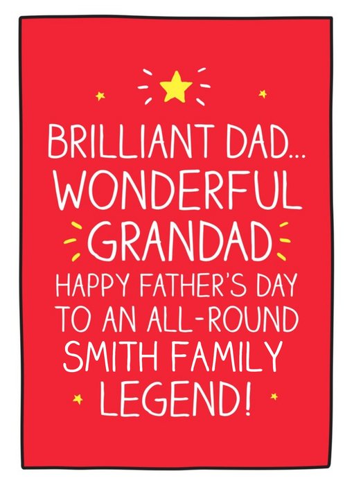 Happy Jackson To A Legend Happy Father's Day Card