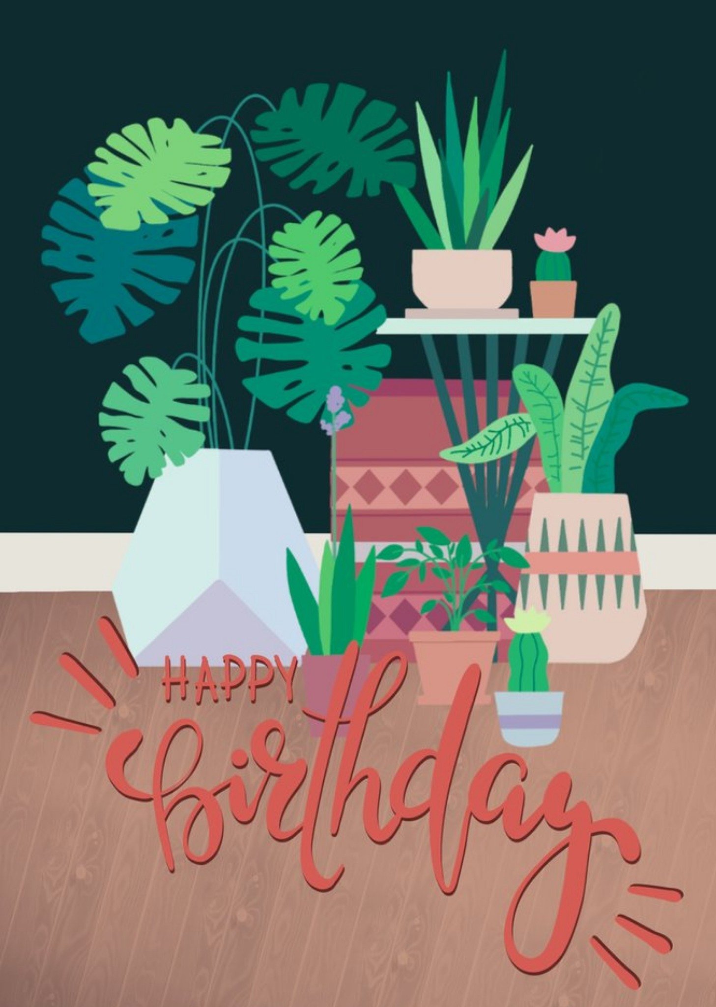 Moonpig Plant Illustration Happy Birthday Card