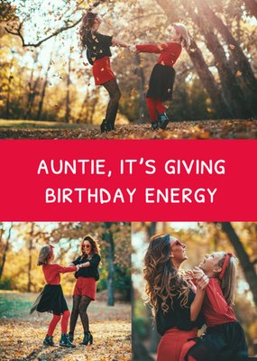 It’s Giving Birthday Energy Photo Upload Auntie Card