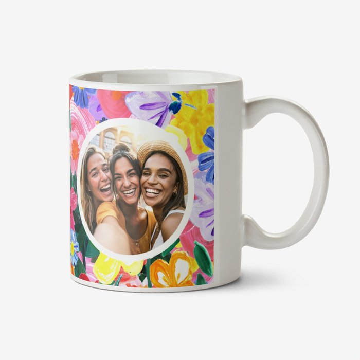 Katt Jones Hula Figg Hand Illustrated Flowers Circle Frames Photo Upload Mug