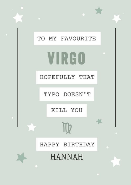 Funny Virgo Zodiac Birthday Card