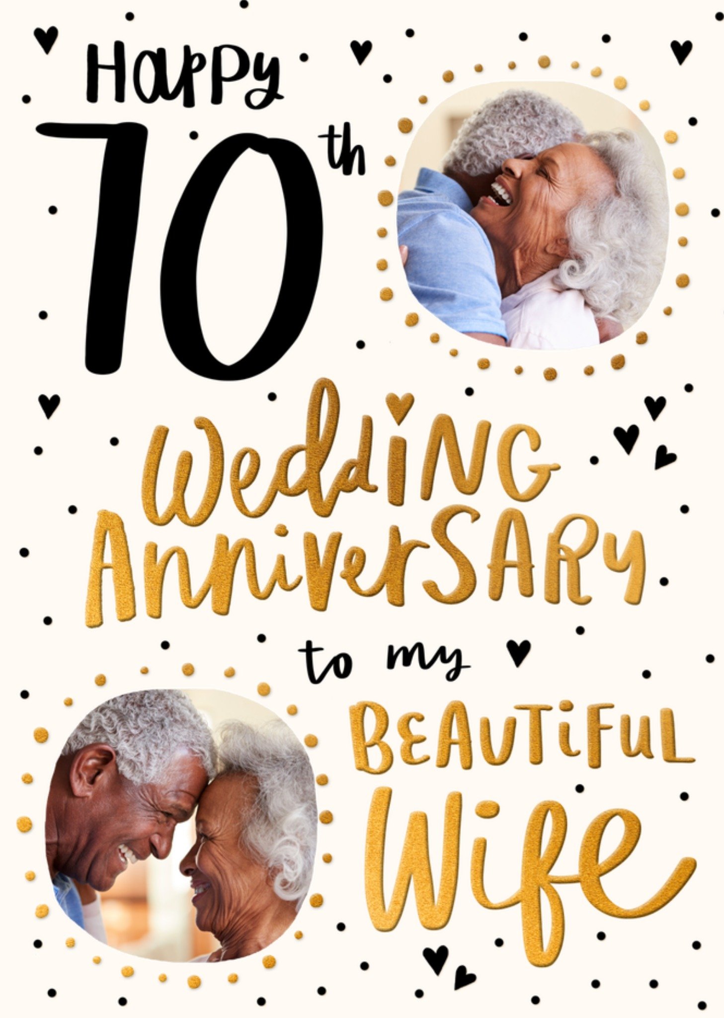 Moonpig Happy 70th Wedding Anniversary Beautiful Wife Photo Upload Card